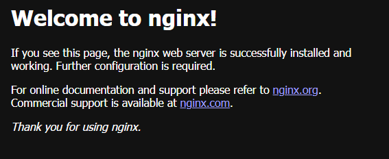 nginxアクセス確認　nginxブラウザ表示画面